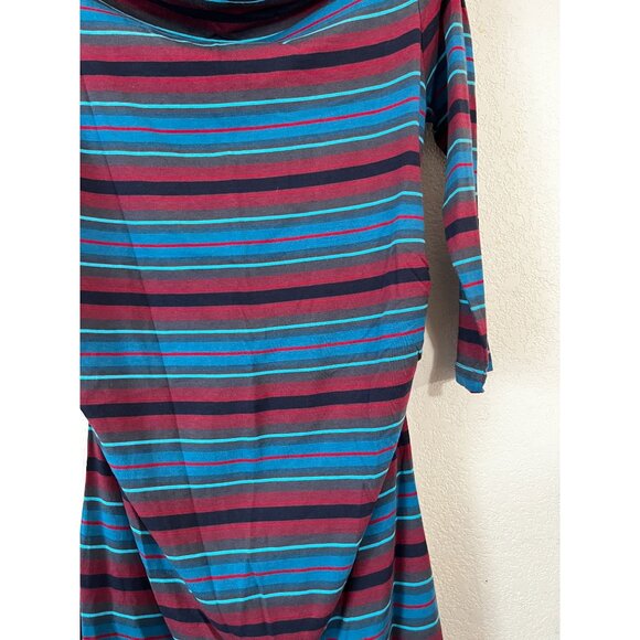 Patagonia Womens Striped 3/4 Sleeve Cowl Neck Dress Medium Organic Cotton Blend - Picture 2 of 9